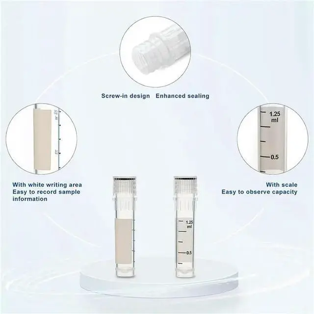 Alt view image 3 of 3 - Cryovials Sterile Tubes 2Ml Vials With Caps Cryovial For Low Temperature , Case Of 300