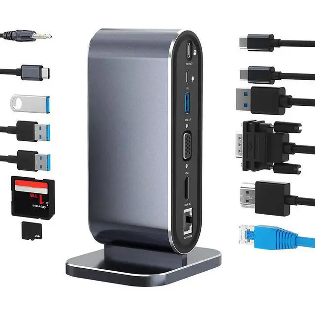 Alt view image 2 of 3 - 2X 12-In-1 USB C Docking Station USB C Hub Dock Laptop Display Docking Station USB 3.0 Adapter For Mac Computer