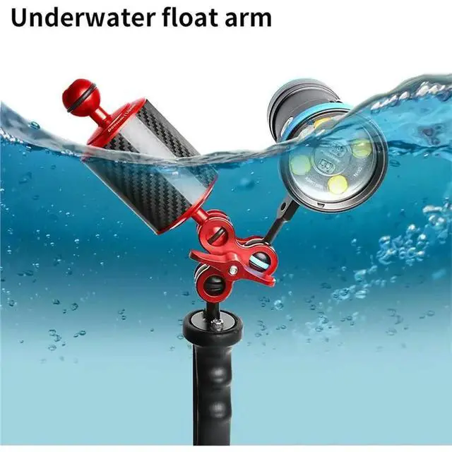 Alt view image 3 of 3 - 2Pcs Buoyancy Water Carbon Fiber Float Underwater Diving Tray Double Ball Float