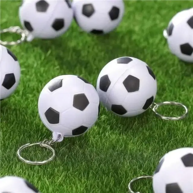 Alt view image 3 of 3 - 120 Pack White Soccer Keychains,Mini Soccer Stress Ball Keychains,Sports Ball Keychains,School Carnival Reward For Kids