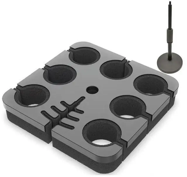 Main image of Square Tray For Microphone Holder Multi Holds Up To 7 For Mics For Mic Stand On Stage Organizer And Display