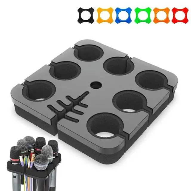 Alt view image 2 of 3 - Square Tray For Microphone Holder Multi Holds Up To 7 For Mics For Mic Stand On Stage Organizer And Display
