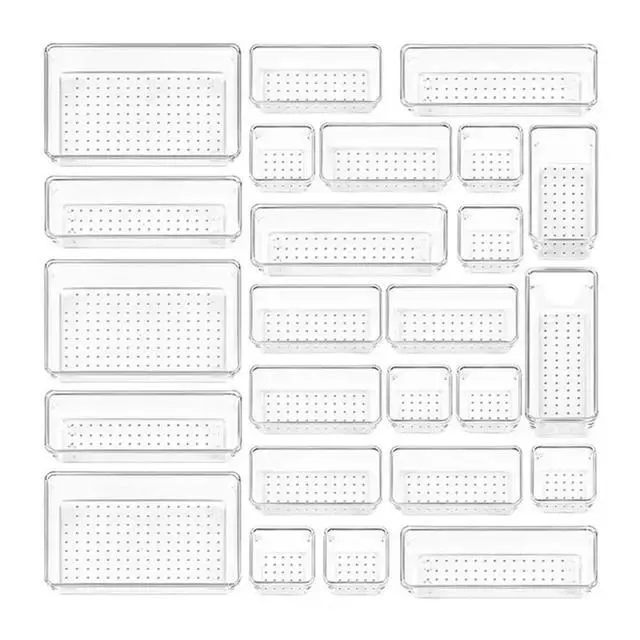 Alt view image 2 of 3 - 25Pcs Clear Drawer Organizers Box Set Smooth Edge Burr Free Transparent Design Cosmetics Containers Versatile