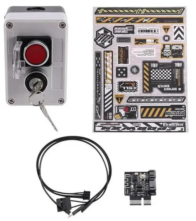 Main image of For Wired Switch Button For PC Case,With Key Nuclear Launch Device Desktop External, With Light