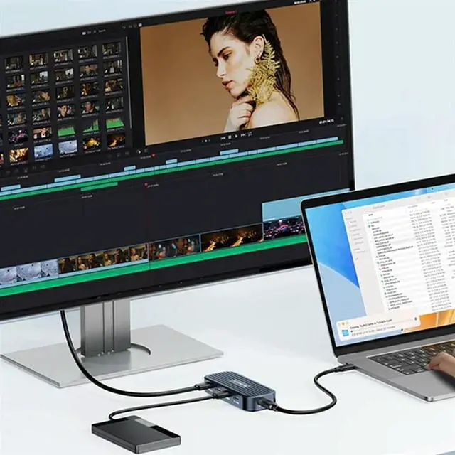 Alt view image 3 of 3 - USB3.2 Gen2 10Gbps USB-C Hub With 4K/60Hz Video Output PD100W USB Splitter Adapter For Laptop