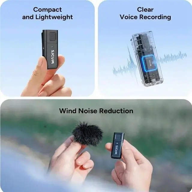 Alt view image 2 of 3 - SJCAM 2PCS Lavalier Microphone For SJ6 Ultra/SJ30 Action Camera Clear Voice Recording 4-Hour Life