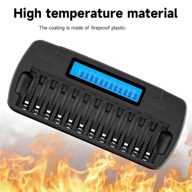 Alt view image 2 of 3 - Fast Charging 12 Slots 1.2V Ni-MH Ni-CD AA AAA Rechargeable LCD Display For 9V 3.7V Batteries