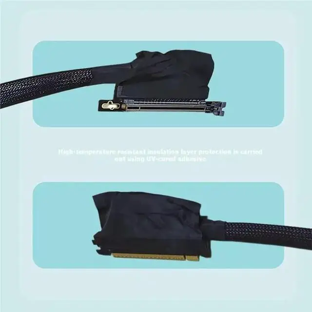 Alt view image 3 of 3 - PCIE 5.0 X16 To X16 Graphics Card Extension Cables GPU 512G For Chassis Server RTX50 Dual Reverse Bending 30CM
