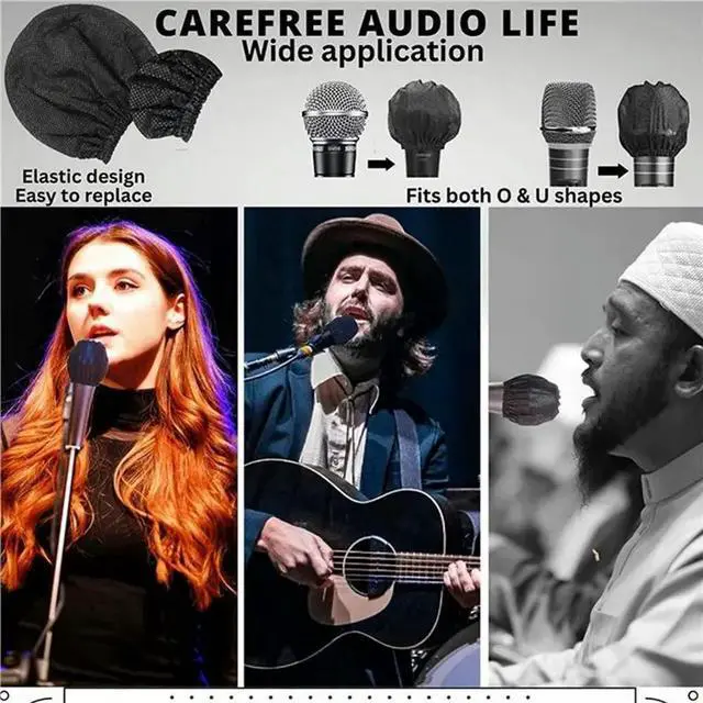 Alt view image 2 of 3 - Disposable Microphone Cover Mic Covers Non Woven Handheld Microphone Windscreen Mic Cover