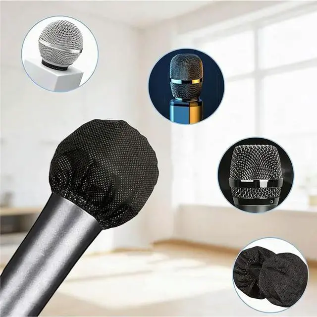 Alt view image 3 of 3 - Disposable Microphone Cover Mic Covers Non Woven Handheld Microphone Windscreen Mic Cover