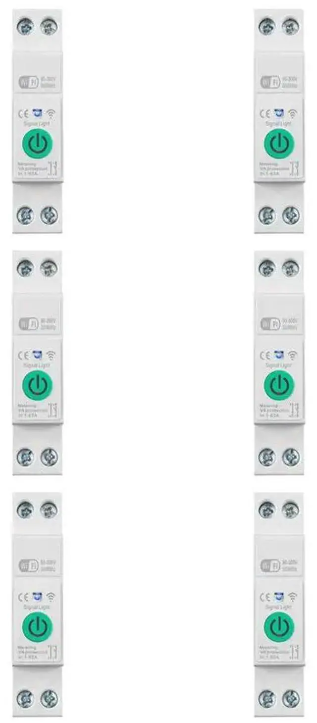 Main image of 6X Tuya Circuit Breaker 1P+N 63A Din Rail Switch With Electricity Statistics Remote Voice Control