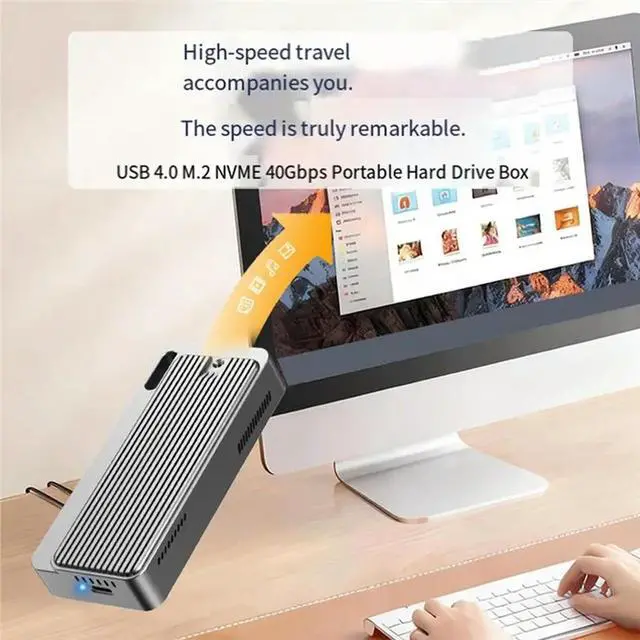 Alt view image 3 of 3 - For Thunderbolt4/3 Compatible 40Gbps USB4.0 M. 2 Nvme SSD Enclosure- Supports USB4, 2280Mm B+ M M-Key SSD Devices Siz