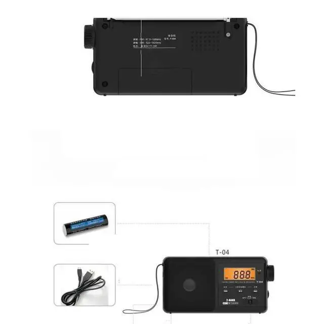 Alt view image 2 of 3 - FM AM 2 Band Radio Radio Digital Display USB TF Card Lithium Charging For Home And Outdoor Use