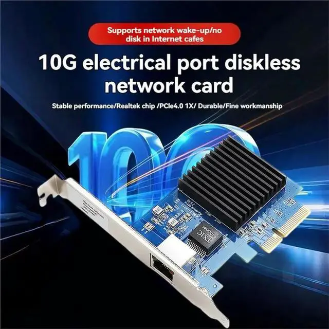 Alt view image 3 of 3 - 10Gb For Win 11 Pcie 3.0 NIC Network Card Single RJ45 Port RTL8127 Chip Supports Wake-Up Functionality And Diskless Operation