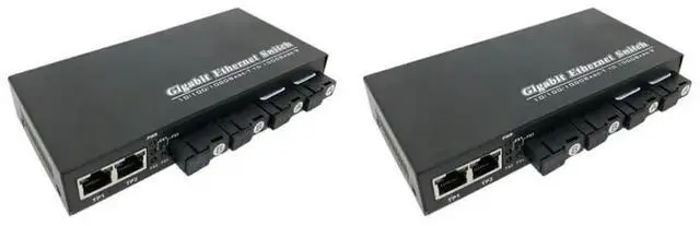 Main image of 2X 1000M Optic Media Converter 4 SC To 3 RJ45 Gigabit Fiber Optical 2A&2B Ports 1310Nm/1550Nm Switch EU Plug