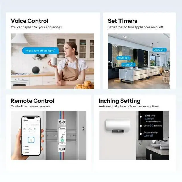 Alt view image 2 of 2 - Matter Over Version BASIC-1GSP Basic DIN Rail Load 32A Switch Electricity Energy Bill Tracking Matter