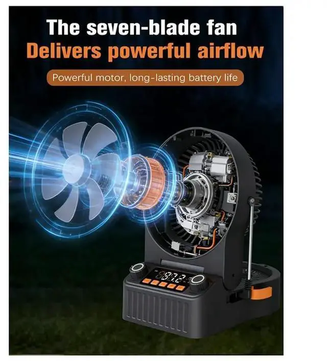 Alt view image 3 of 3 - Emergency Power Bank, Multifunction Hand Crank Fan Radio, Bluetooth Speaker, Radio LED Light For Camping Outdoor