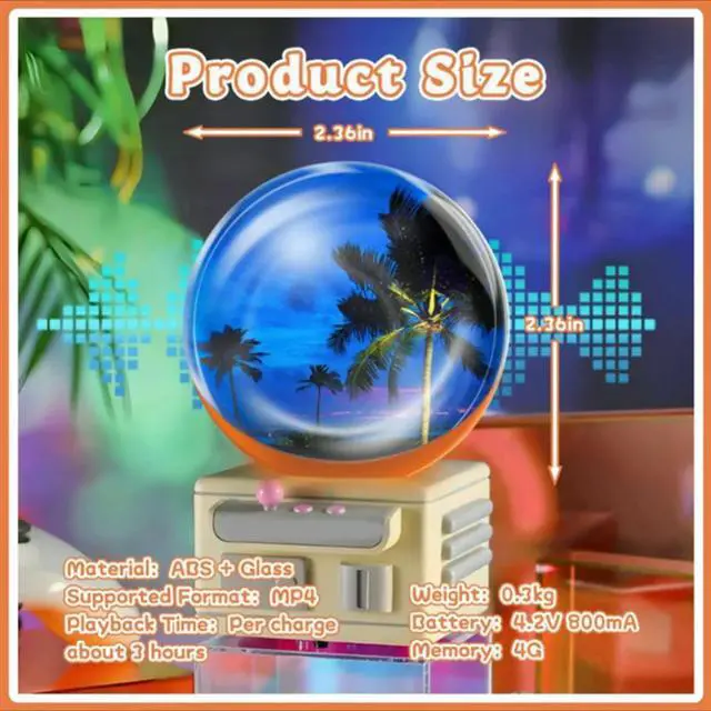 Alt view image 3 of 3 - For Family Friends And Graduation Gifts Compatible 3D Crystal Ball 7Cm Display Sphere Featuring DIY Video Playback