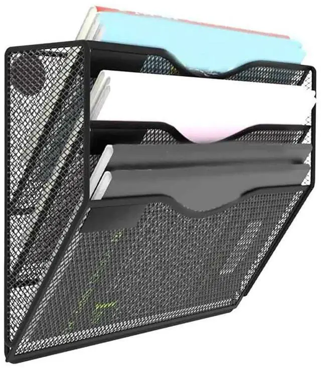 Main image of 2X 3 Tier Magnetic File Holder No Drilling No Mounting Magazine Organizer Cabinets Mail Folder For Refrigerator Office