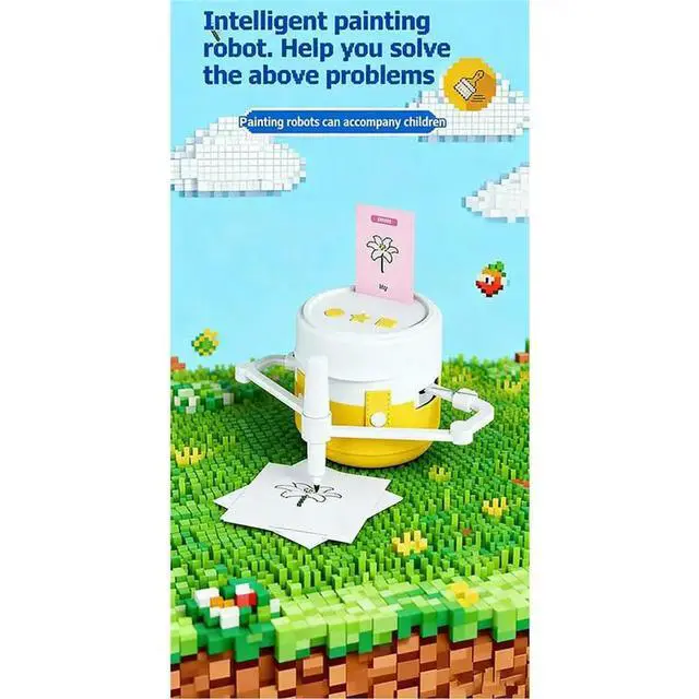 Alt view image 2 of 3 - Educational Drawing Robot For Kids With 200 Cards Automatic Painting Robot Early Education