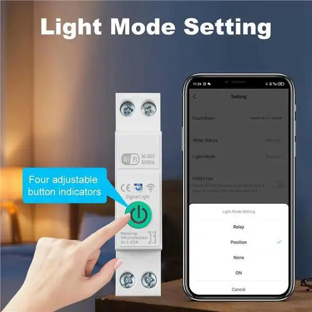 Alt view image 2 of 3 - 8X Tuya Circuit Breaker 1P+N 63A Din Rail Switch With Electricity Statistics Remote Voice Control