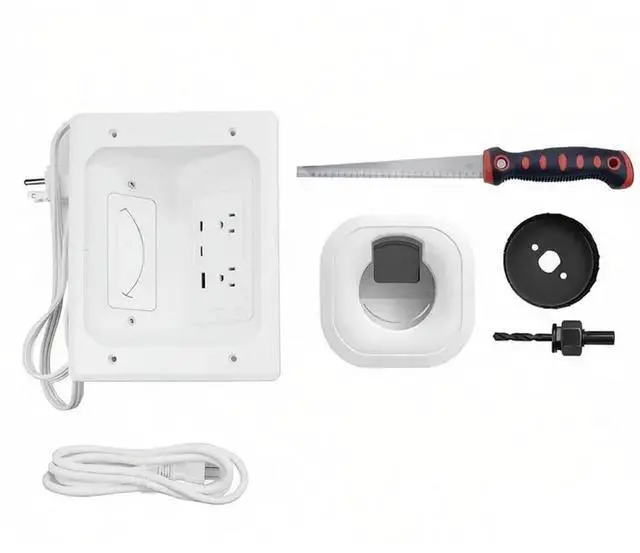Main image of USB& Type-C Port TV Portstv Cord Hider In-Wall Cable Management Kit, Wire Hiding System Featuring Recessed Power Outlet US PL