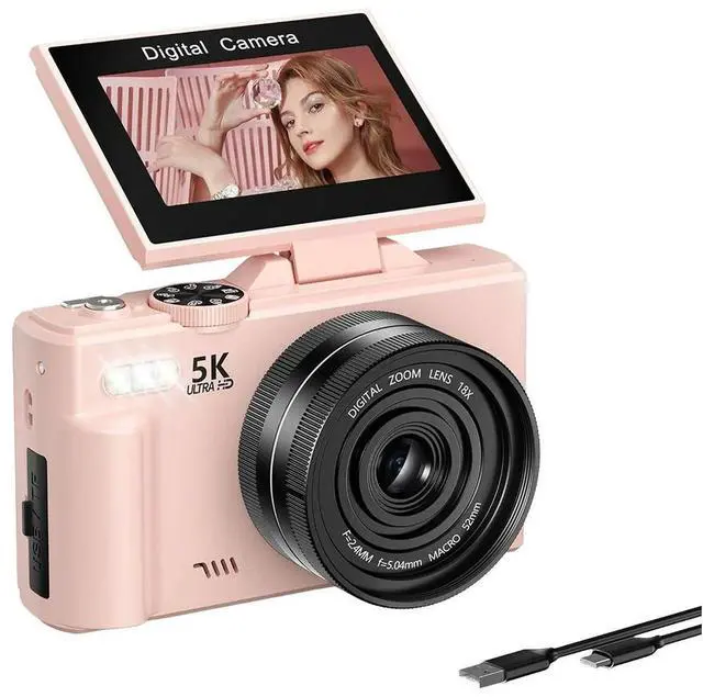Alt view image 2 of 3 - Vlog Camera 5K Digital Camera With , Autofocus, 180° Flip Screen, Compact Design For Beginners, Teens Photography