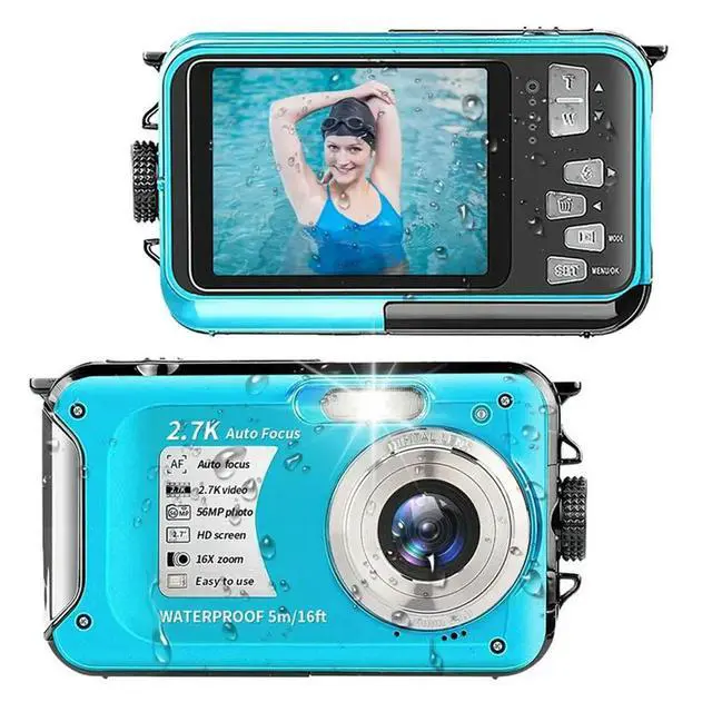 Alt view image 3 of 3 - For Swimming Underwater Digital Camera 2.7K Video Camcorder Sport Digital Camera Waterproof Shockproof 5M/16FT
