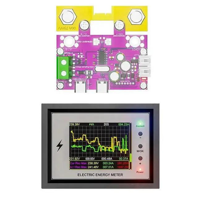 Alt view image 2 of 3 - 2X Capacity Tester DC 0-420V Tuya Digital Voltage Current Coulomb Meter Lithium Monitor 100A