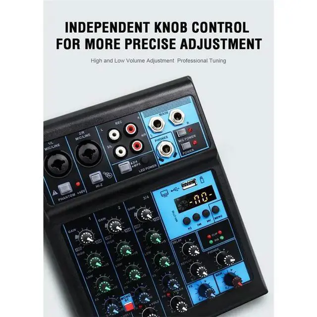 Alt view image 3 of 3 - 4CH RGB Sound Card Mixing Console +Microphone Professional Audio 4Channel Sound Mixer For Live Streaming DJ Audio Equipment