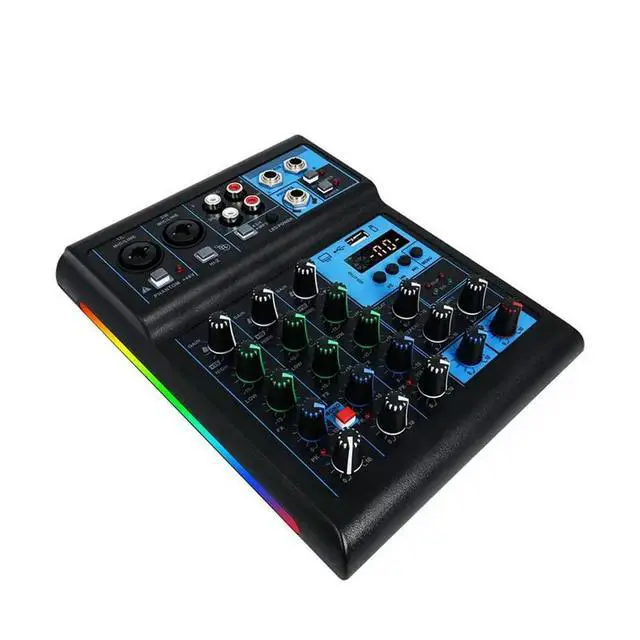 Alt view image 2 of 3 - 4CH RGB Sound Card Mixing Console +Microphone Professional Audio 4Channel Sound Mixer For Live Streaming DJ Audio Equipment