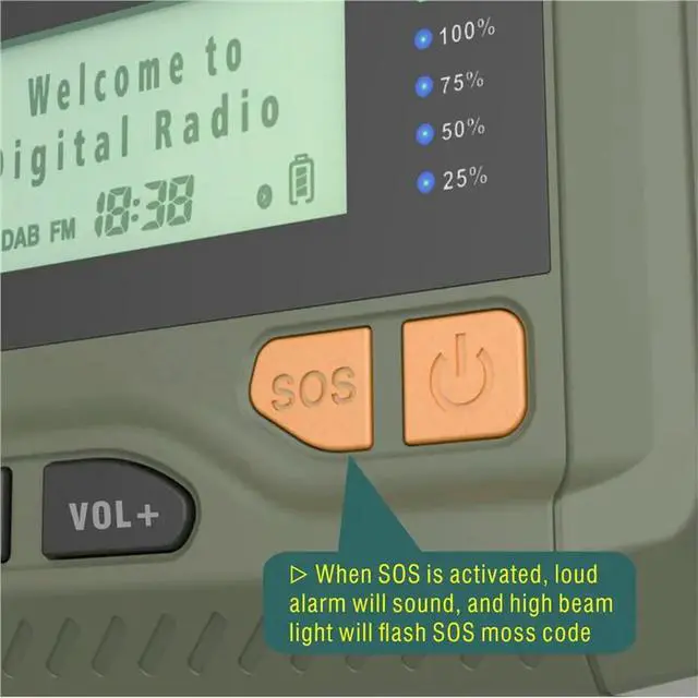 Alt view image 2 of 3 - 2X DAB/FM Bluetooth Radio Emergency Radio Built In 4500Mah Solar Hand Crank Radio Receiver Outdoor Radio