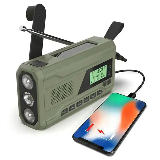 Alt view image 3 of 3 - 2X DAB/FM Bluetooth Radio Emergency Radio Built In 4500Mah Solar Hand Crank Radio Receiver Outdoor Radio
