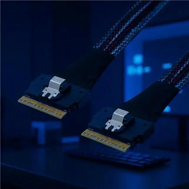 Alt view image 3 of 3 - 6Pcs 50Cm Professional Slim SFF 8654 8I Male To SFF-8654 SAS4.0 74Pin Cable For Server Controller Connector Cable