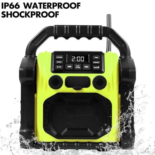 Alt view image 3 of 3 - Outdoor Radio IP66 Waterproof Bluetooth Speaker, FM Clock Radio With LED Light For Camping/Fishing/Party