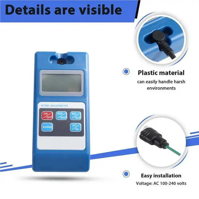Alt view image 3 of 3 - WT103 Digital Gauss Meter High Accuracy, Magnet Exterior Magnetic Field Intensity Tester US PLUG Instrument