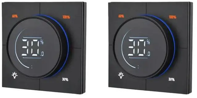 Main image of 2X Infinite Knob Dimmer Regulator Zigbee 3.0 PC Panel Wall Light Switch 150-300W AC 110-240V Digital LCD Yandex(Black)
