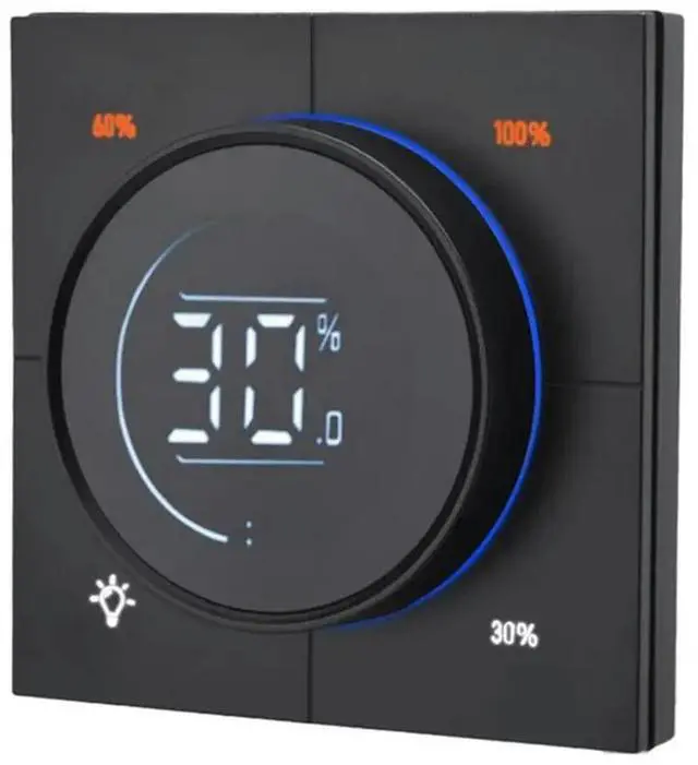 Alt view image 2 of 3 - 2X Infinite Knob Dimmer Regulator Zigbee 3.0 PC Panel Wall Light Switch 150-300W AC 110-240V Digital LCD Yandex(Black)