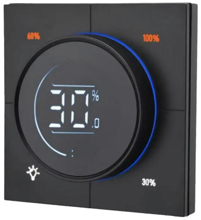 Alt view image 3 of 3 - 2X Infinite Knob Dimmer Regulator Zigbee 3.0 PC Panel Wall Light Switch 150-300W AC 110-240V Digital LCD Yandex(Black)