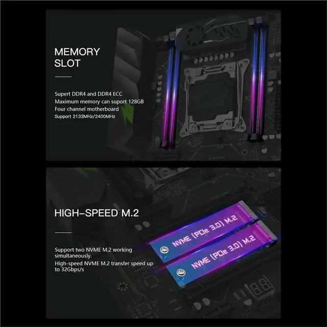 Alt view image 3 of 3 - LGA 2011-3 X99 MR9A PRO Motherboard Supports Xeon E5 V3 V4 CPU DDR4 Four Channel RAM NVME M. 2 X2 ATX TPM2.0 Interface