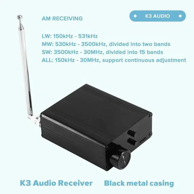 Alt view image 2 of 3 - K3 150Khz-1300Mhz High Performance Digital Audio Terminal Aviation Full Band Receiver Black l Shell