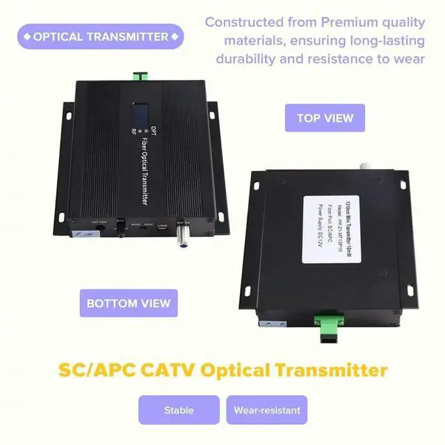 Alt view image 3 of 3 - Mini Optical Transmitter SC/APC Interface, 1310Nm Wavelength, 10Dbm Output Power For CATV Systems EU Power Adapter EU PLUG