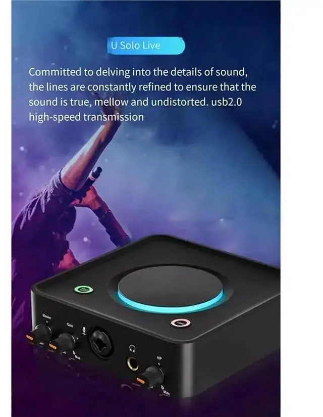 Alt view image 3 of 3 - USB Digital Audio Interface 2X2 Analog Recording Interface Sound Card For Live Streaming& Studio Recording 1 Pc