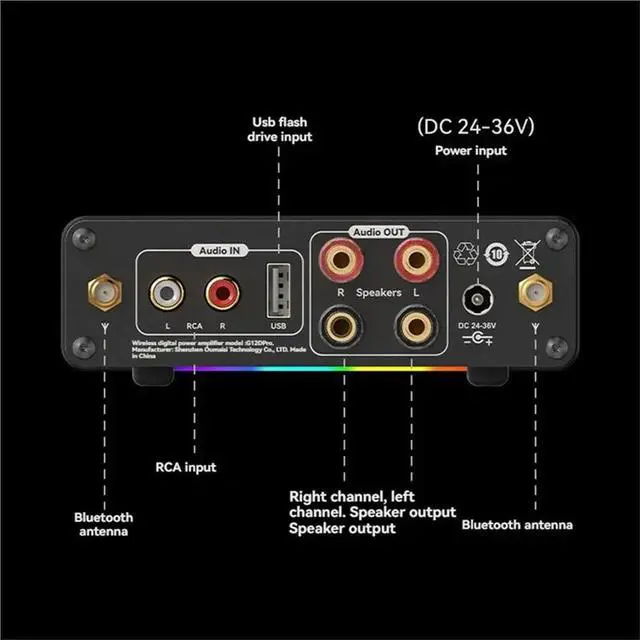 Alt view image 3 of 3 - Mini Bluetooth Digital Audio Power Amplifier 300W+ 300W TPA3255 Speaker Amplifier Desktop Home Receiver EU Plug
