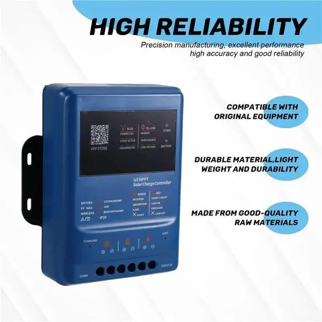 Alt view image 3 of 3 - MPPT Solar Charge Controller APP Remote Control Bluetooth/12/24/36/48V Adaptive 120V PV All Type Support
