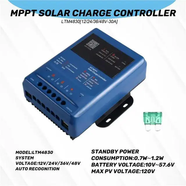 Alt view image 2 of 3 - MPPT Solar Charge Controller APP Remote Control Bluetooth/12/24/36/48V Adaptive 120V PV All Type Support