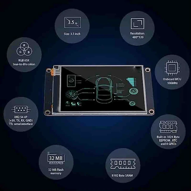 Alt view image 3 of 3 - 3X NEXTION HMI LCD Touch Display NX4832K035 3.5-Inch Resistive Display Enhanced Series UASRT TFT LCD Module