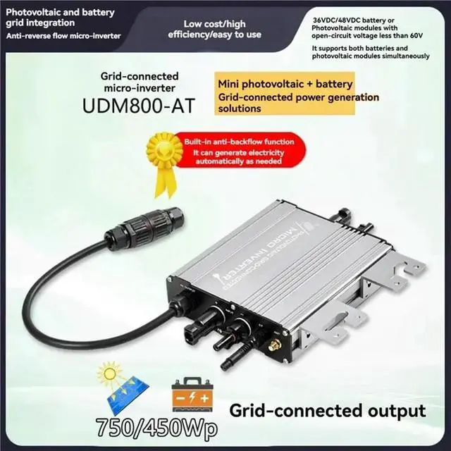 Main image of 800W Grid-Tied Solar Inverter Grid-Tied Solar Inverter Dual Mode (PV/), Zero Export, Easy Installation & MPPT Efficien