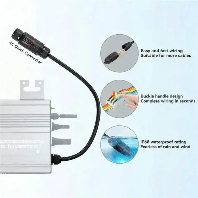 Alt view image 3 of 3 - Solar Inverter Micro Grid-Tie 800W Multiple Connection Modes,APP Control, 20V-60V PV Input With
