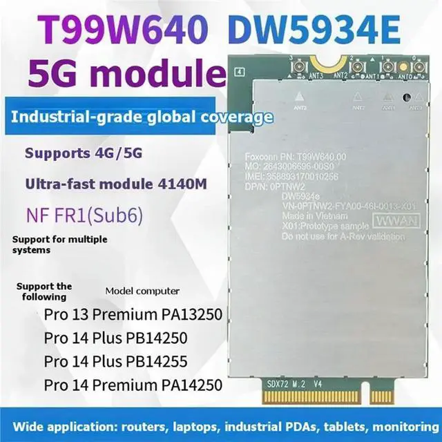 Alt view image 2 of 3 - T99W640 Dw5934e 5G LTE Module For OPTNW2 Snapdragon X72 CAT 20 5G Network Card 4140Mbps LTE FDD/TDD 5G